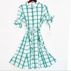 Calvin Klein large plaid shirt dress.